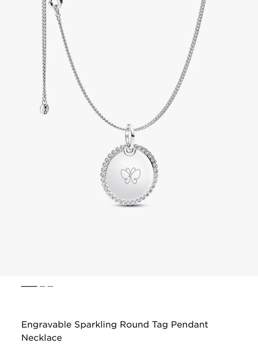 Pandora Sterling Silver Engravable Round Pendant Necklace